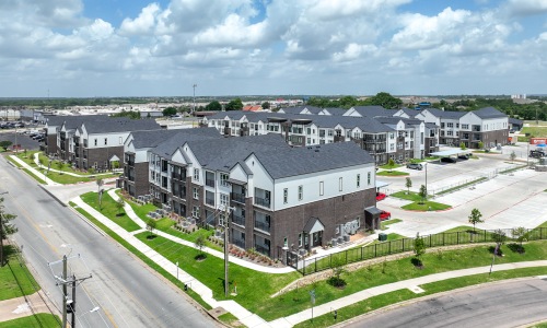 Aerial view of Aspire at Sherman apartment community featuring modern apartment homes in Sherman, TX