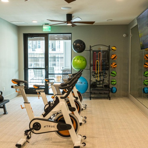 a gym with exercise equipment